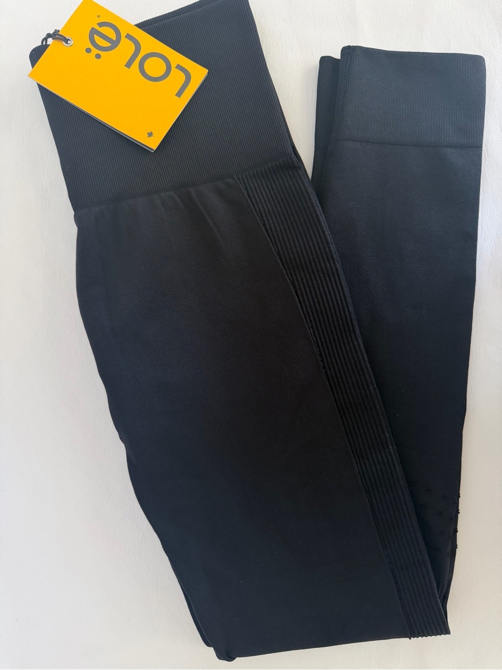 NWT xs/s Lole Black Ankle Leggings with Ribbed Side Detail